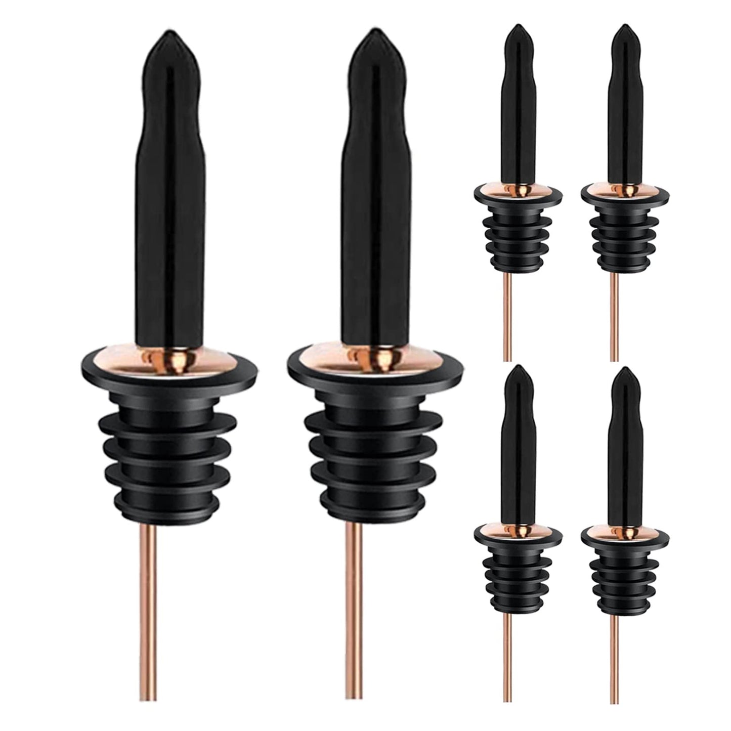 Pafusen 6 Pack Liquor Bottle Pourers, Liquor Pour Spout for Liquor Bottles, Stainless Steel Olive oil Dispenser Spout, Alcohol Pourer Dust Caps Long Covers, Rose Gold