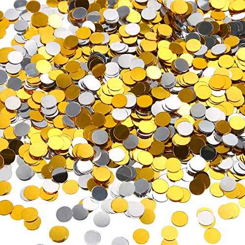 3.5 oz Round Confetti Dots Glitter Confetti Circles 1/4 Inch Metallic Round Dots for Birthday Wedding Holiday Party Decoration Supplies(Silver and Gold)