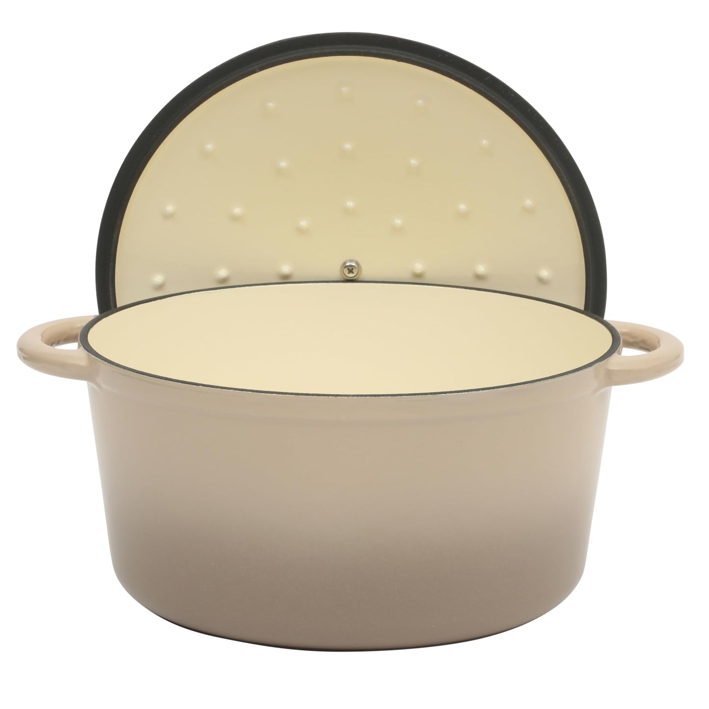 Gibson Home Addlestone 7 Qt Enameled Cast Iron Dutch Oven Pot with Lid – Round, Oven Safe to 500°F, Ideal for Bread Baking & Stews - Gradient Taupe