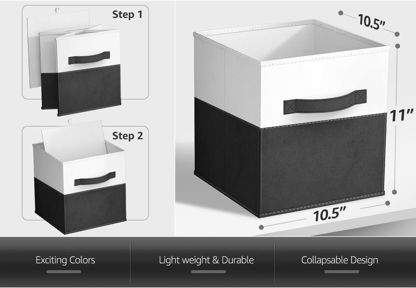 Sorbus Foldable Storage Bins - 6-Pack Fabric Organizer Cubes, 11-Inch Collapsible Baskets for Home Organization