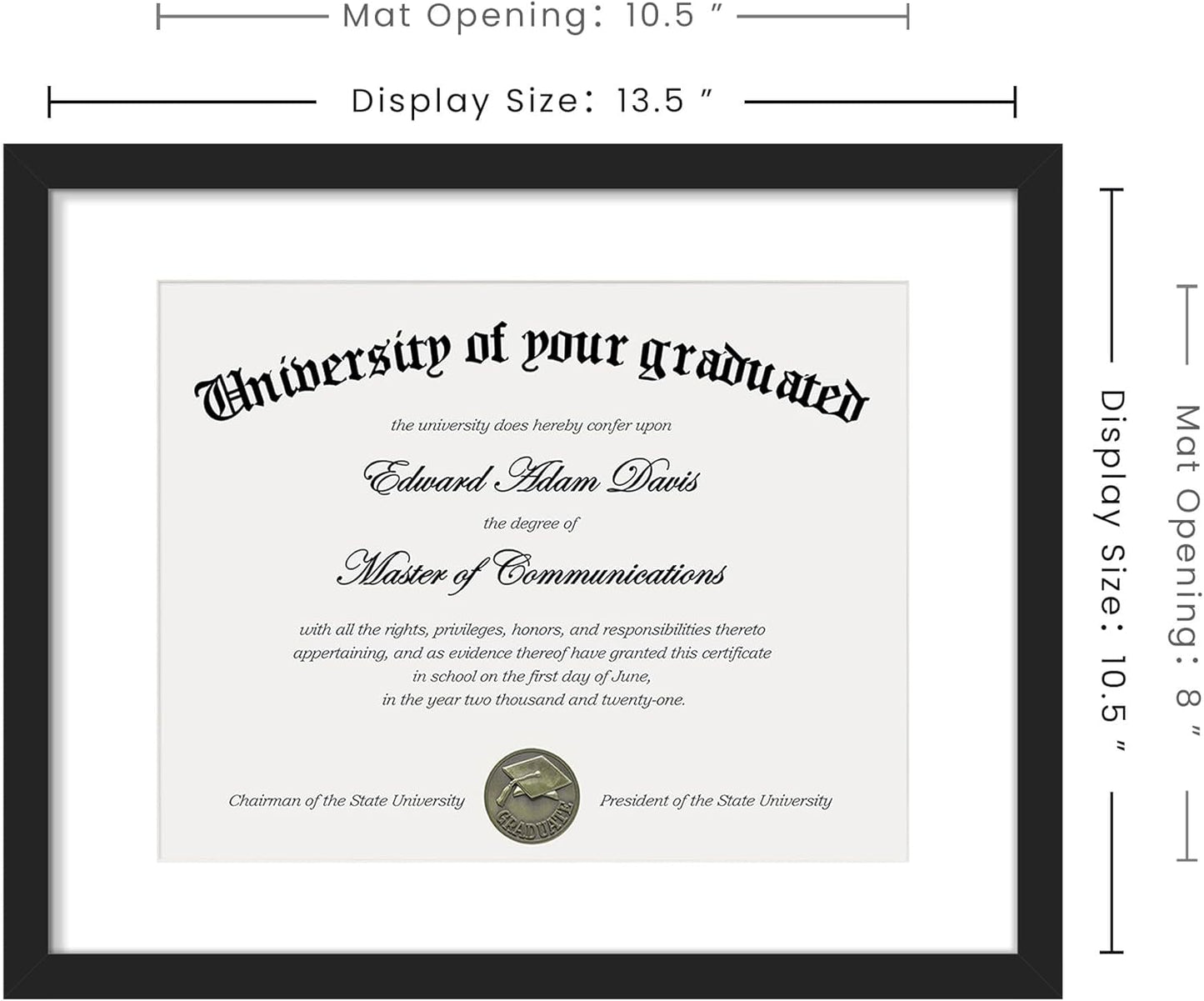 Upsimples 11x14 Diploma Frame - Clear Plexiglass for 8.5x11 Certificates or 11x14 Photos | Black Finish