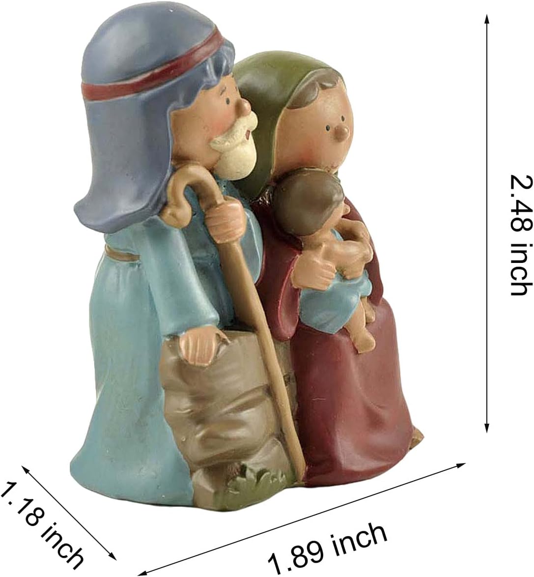 Miniature Holy Family Nativity Figurine - 2.56 Inch Tabletop Christmas Decoration