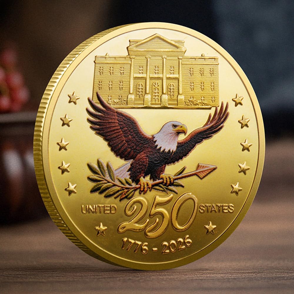 U.S. Army 250th Anniversary Gold-Plated Challenge Coin - Double-Sided Military Collectible for Veterans (1776-2026)