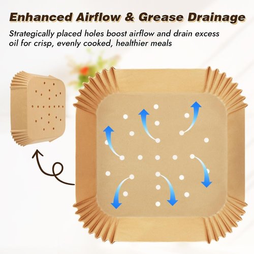 BYKITCHEN Air Fryer Liners - 100PCS 9-Inch Disposable Parchment Paper for Ninja, Chefman & Cosori