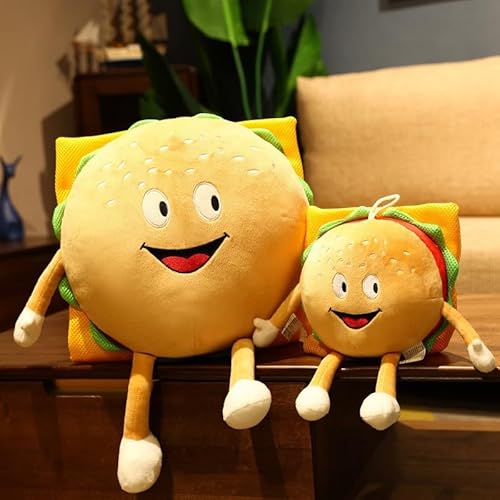 11.8" Cute Hamburger Plush Toy Funny Hamburger Plushie Pillow Toy Funny Stuffed Food Plush Toy Gift for Kid Room Decor Holiday Birthday Christmas Decoration