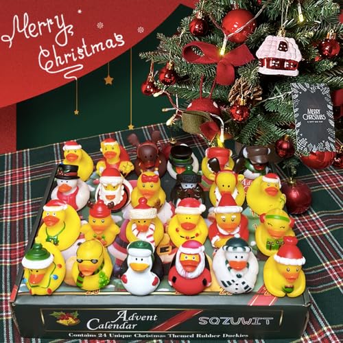 Christmas Advent Calendar Rubber Ducks 24 Days Kids Gift Holiday Countdown Toy