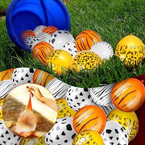 24 Pieces Jungle Animal Print Balloons Jungle Safari Animal Balloons Tiger Leopard Cow Zebra Balloons for Jungle Safari Theme Party Decorations Jungle Birthday Party Decorations