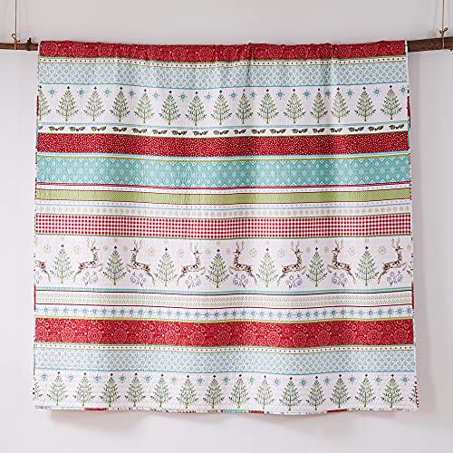 Levtex Home Merry & Bright Reversible Full/Queen Christmas Quilt - Deer & Trees, Microfiber