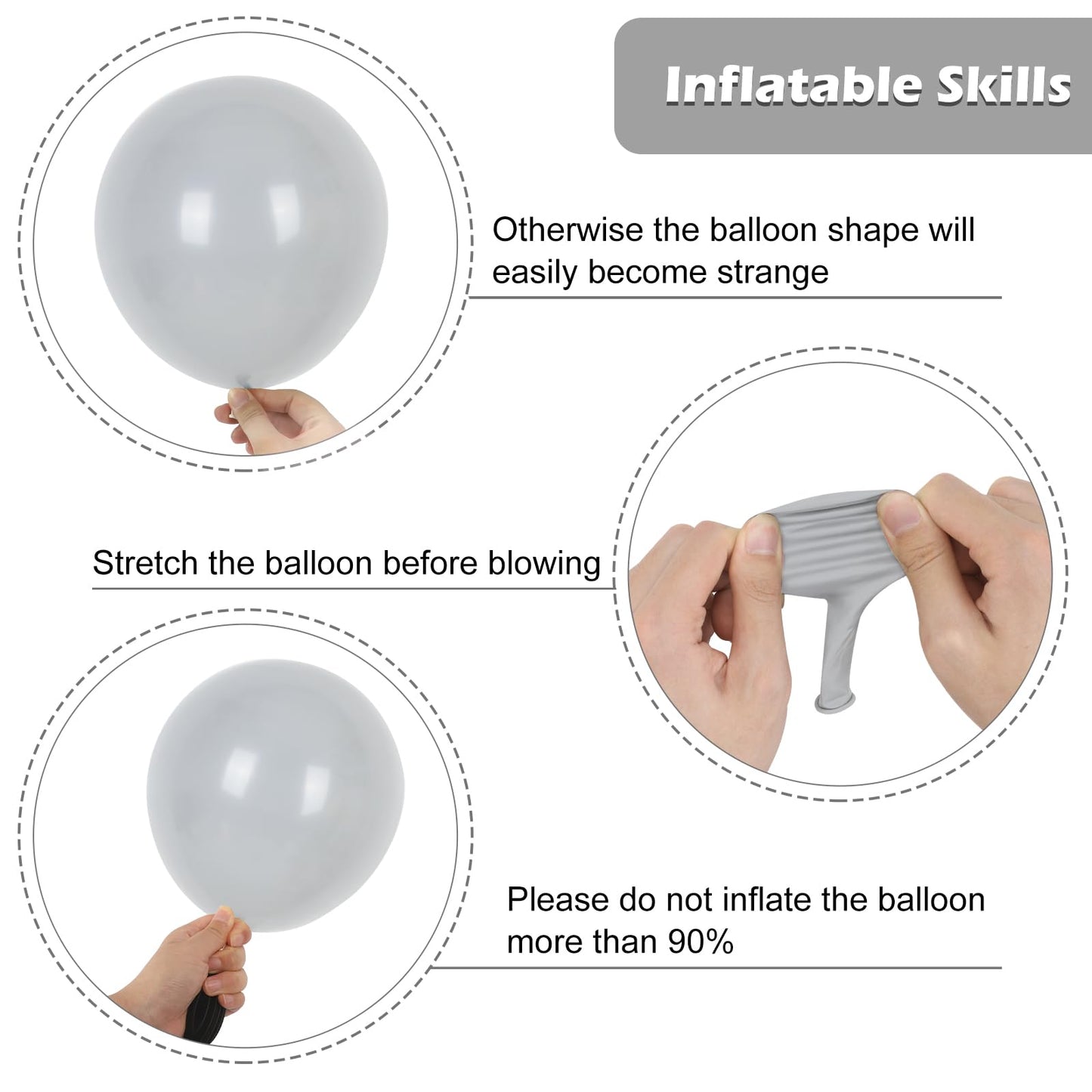 RUBFAC 129pcs Gray Balloons Different Sizes 18 12 10 5 Inches Matte Grey Latex Balloon Garland Arch Kit for Birthday Party Graduation Baby Shower Wedding Holiday Decoration