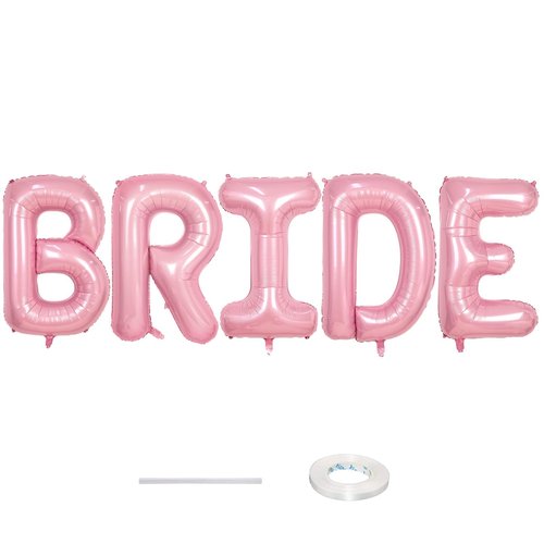 40 Inch Pastel Pink BRIDE Balloons Bachelorette for Bridal Shower, Light Pink BRIDE Mylar Foil Balloon Letter, Baby Pearl Pink Alphabet Balloon for Wedding Engagement Bride to be Party Decorations