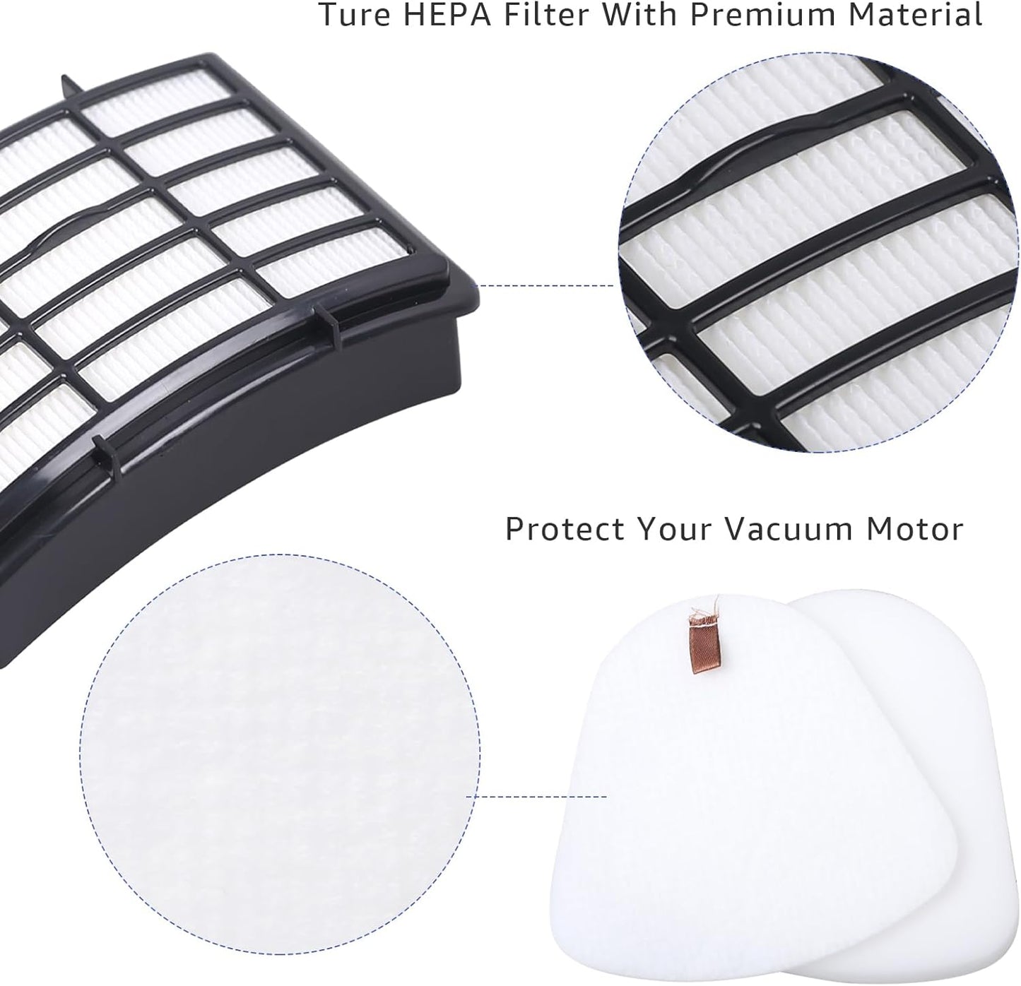 Shark HEPA & Foam Filter Set - 1 HEPA + 4 Foam & Felt Filters for Navigator Lift-Away NV350 Series