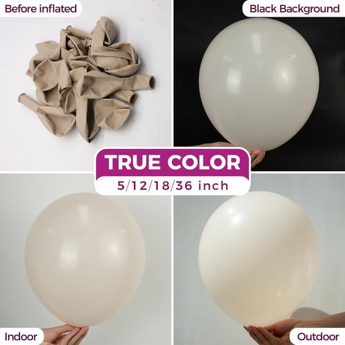 Bezente 18-Inch White Sand Balloons - 30 Pack of Thick, Large Round Latex Balloons for Parties & Events