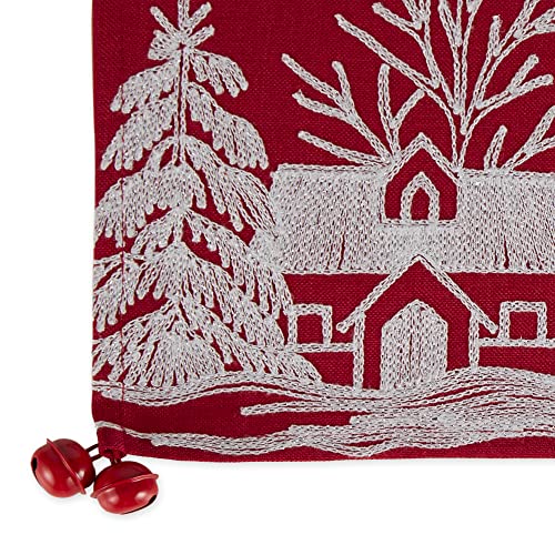 DII Christmas Table Runner Santa's Sleigh Embroidered Holiday Decor 14x70