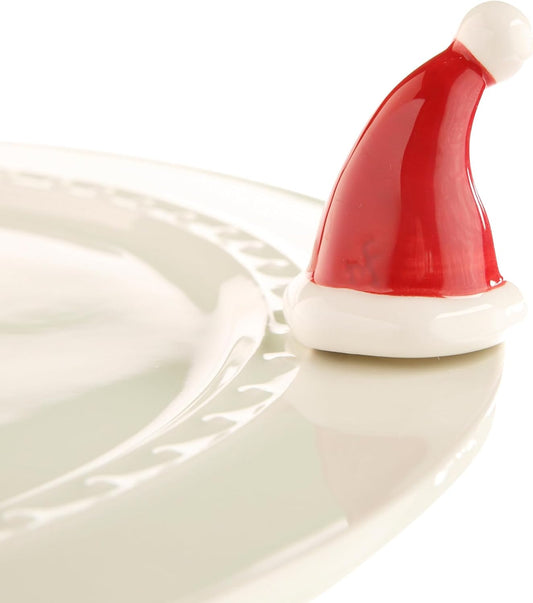Hand-Painted Nora Fleming Santa Stops Here Ceramic Christmas Decor - Winter Mini Hat