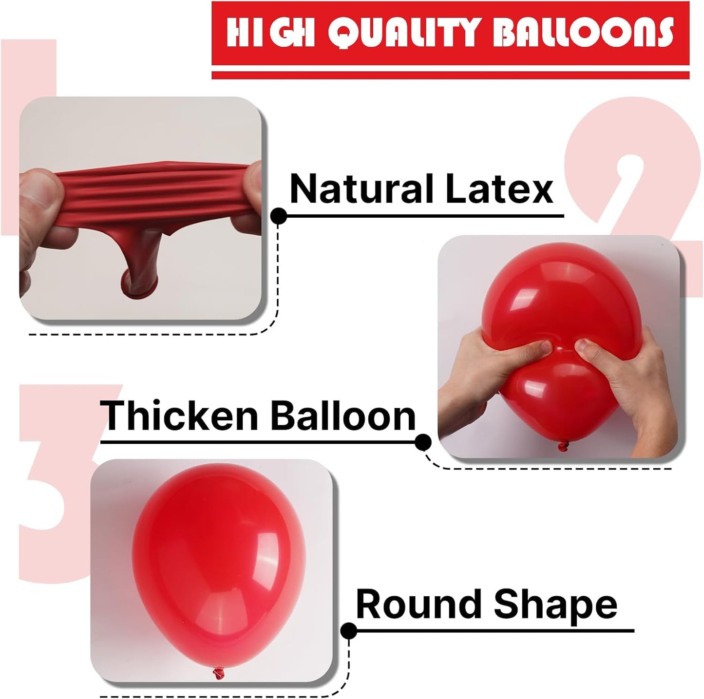 PartyWoo Red Helium Balloons - 12 Inch, 101pcs for Birthday, Graduation & Special Events