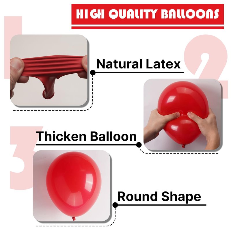 PartyWoo Red Balloons 101pcs 12 Inch Red Helium Balloons for Birthday Graduation Bachelorette Citizenship Firefighter Strawberry Anniversary Cherry Casino Movie Theme Party Decorations Red-Y57