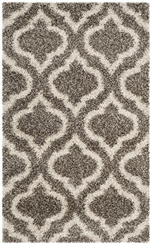 SAFAVIEH Hudson Shag Collection Accent Rug - 3' x 5', Grey & Ivory, Moroccan Design, Non-Shedding & Easy Care, 2-inch Thick Ideal for High Traffic Areas in Entryway, Living Room, Bedroom (SGH284B)