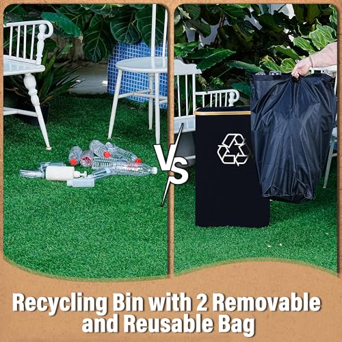 Recycling Bin for Kitchen 26 Gallon Black with 2 Reusable Inner Bags