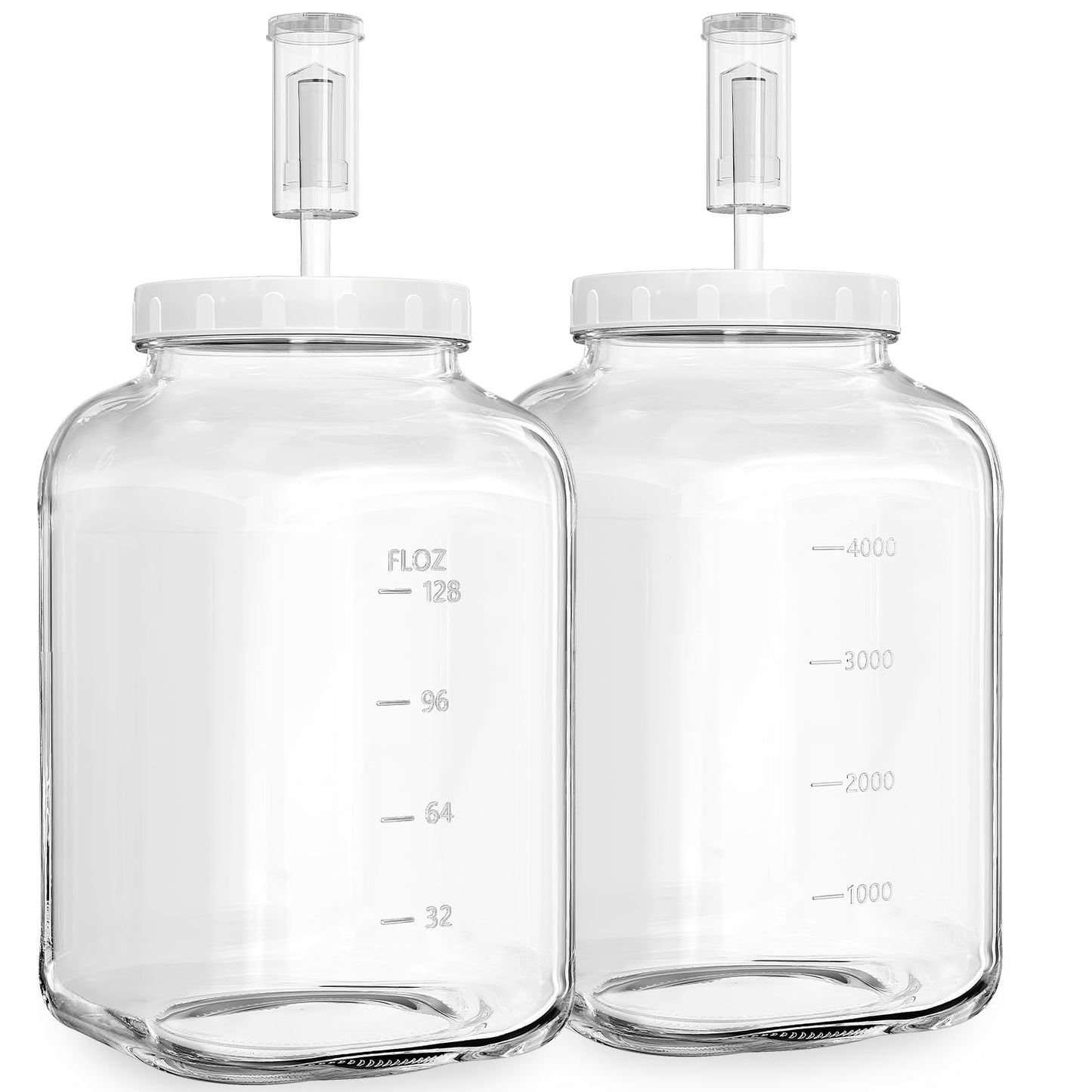 2 Pack Large Fermentation Jars, 1.5 Gallon Glass Jars with 100% Airtight Lid & 3 Airlocks, Large Mason Jars with Scale Line, Pickle Jar, Sourdough Starter Jar for Veggies, Sauerkraut, Kombucha