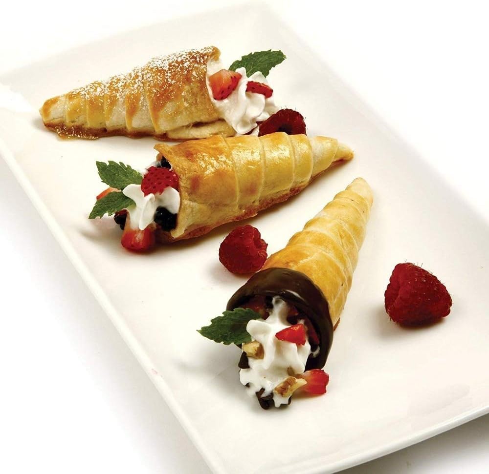 Skiennix 10-Pack Large Cream Horn Forms - Non-Stick 5-Inch Pastry Moulds for Croissants & Desserts