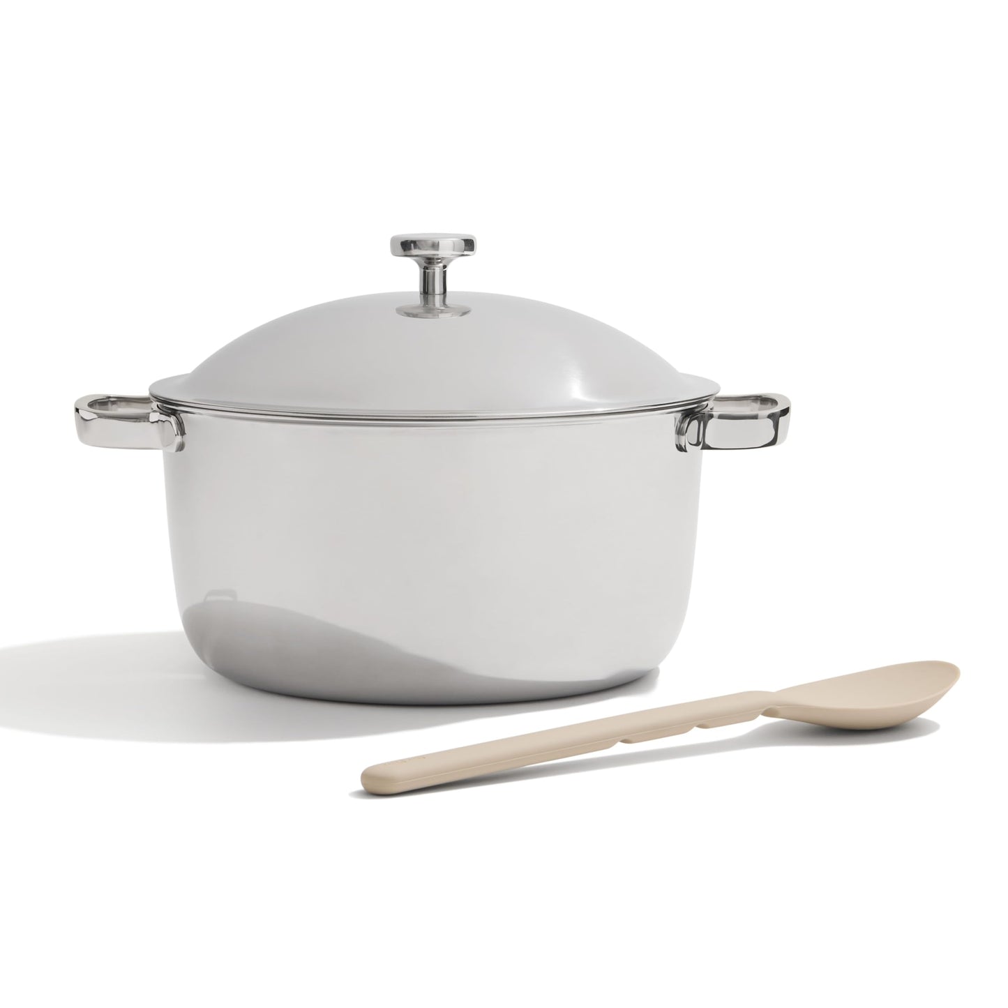 Our Place Titanium Perfect Pot Pro | 6.75 Qt Stock Pot with Lid & Silicone Spoon | PFAS-Free Nonstick, Fully-Clad Tri-Ply Stainless Steel & Aluminum | Induction & Oven-Safe up to 1000°F | Chrome