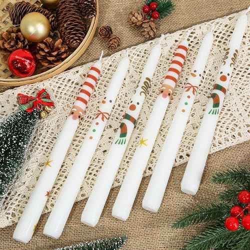 2 Pack Christmas Taper Candles, 10 Inch Unscented Candlesticks with Santa Claus Design for Table Centerpiece, Fireplace Mantel, Advent Wreath, Winter Wedding and Festive Home Decor