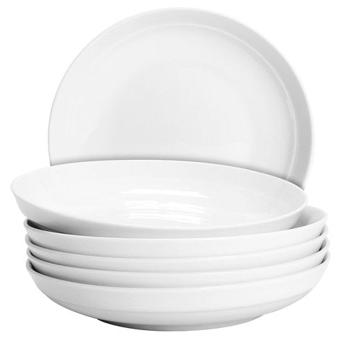 Anveena 8 Inch Porcelain Dinner Plates Set, White Salad Serving Plates, Set of 6 - Microwave, Oven, Dishwasher Safe, Scratch-Resistant
