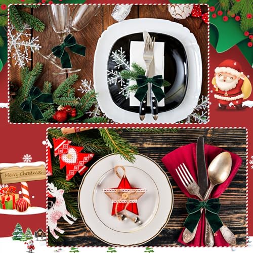 Christmas Napkin Rings Bow Chic Velvet Xmas Buckle Holder Cloth Set