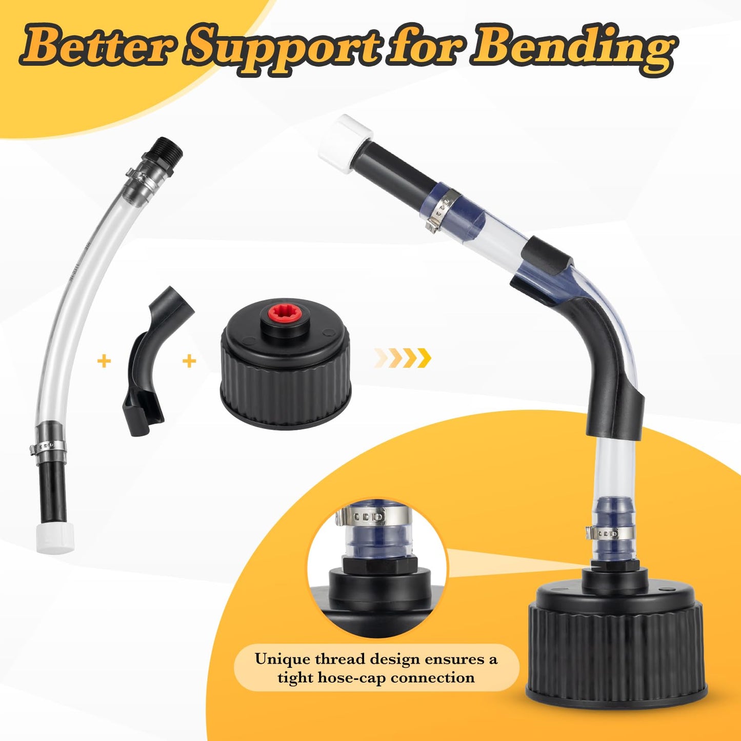 Gas Cans Hose Kit, 4 Racing Vp Fuel Jug Hoses with 2 benders and 2 caps, Racing Jugs Hose Quick Fill Spout Replacement, for Gas Cans, Racing Vp Fuel Jug and 5/5.5 Gallon Jugs