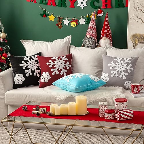 MIULEE Burgundy Christmas Snowflake Throw Pillow Covers 20x20 Set of 2