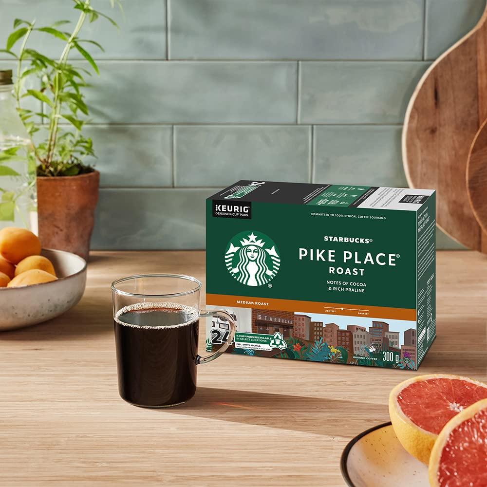 Starbucks® Pike Place Single-Serve Coffee K-Cup® - Convenient Carton of 24 Pods