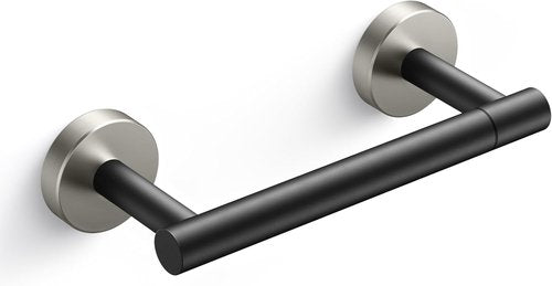 FORIOUS Toilet Paper Holder - Rustproof Stainless Steel Double Post Design | Matte Black & Silver Finish