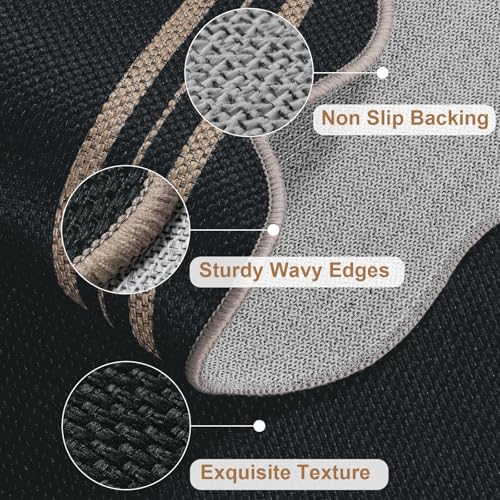 Black Geometric Front Door Mat 2.6x4 ft Washable Non Slip Farmhouse Rug