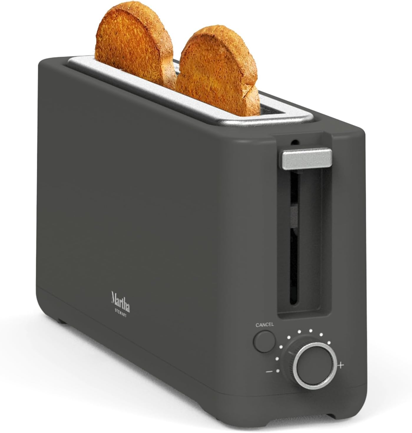 Martha Stewart 2-Slice Long Slot Toaster - Extra Wide for Sourdough & Bagels | 10 Shade Settings, Caviar