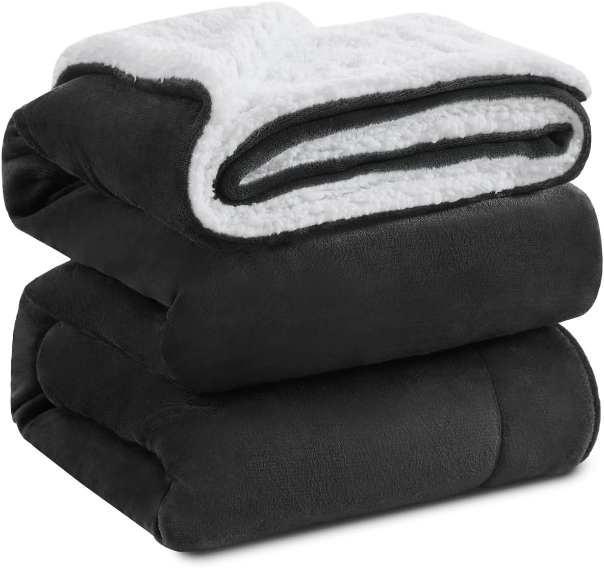 KAWAHOME Sherpa Fleece Queen Blanket - Extra Warm 500GSM Plush for Winter | 90" x 90" Dark Grey
