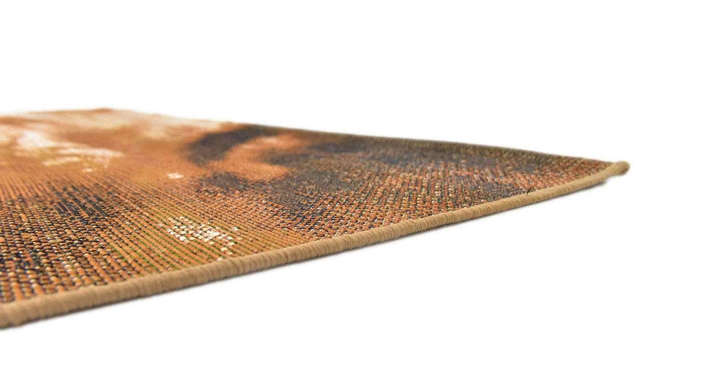 Unique Loom Outdoor Modern Collection Area Rug - Shore (5' 4" Square, Brown/ Beige)