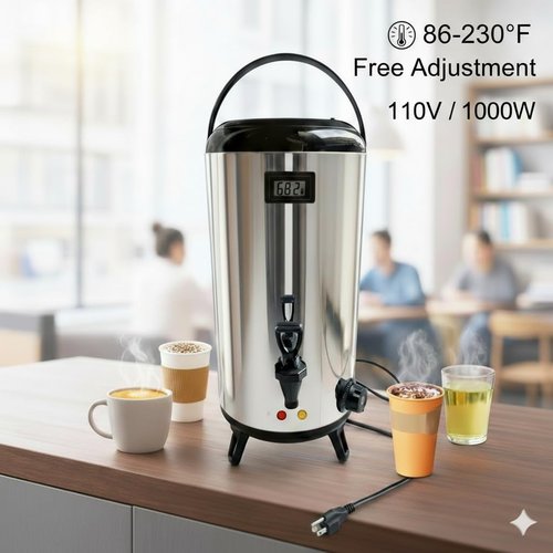 Electric Hot Drink Dispenser with Temperature Display & 304 Stainless Steel Heating Plate, 12L / 3.2 Gallon Heated Beverage Dispenser with Spigot for Milk Tea, Coffee & Water