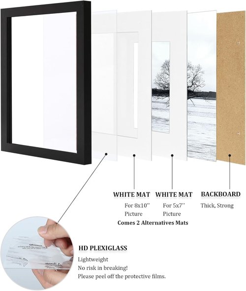 Egofine 11x14 Picture Frame - Solid Wood Photo Frame with Plexiglass for Tabletop & Wall Display