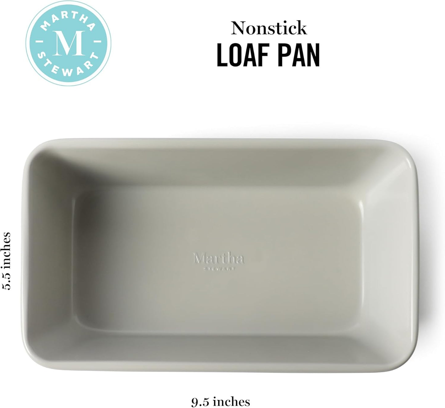 Martha Stewart Gallen 9-Inch Nonstick Carbon Steel Loaf Pan - Durable Bakeware for Even Baking, Cool Grey