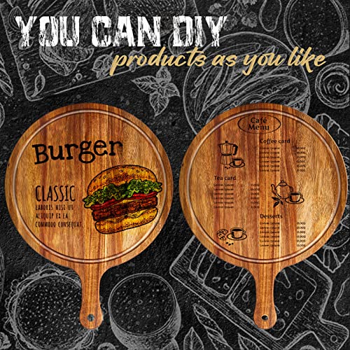 Nuenen 10 Pcs Round Acacia Wood Cutting Boards with Handles - Kitchen Prep & Serving