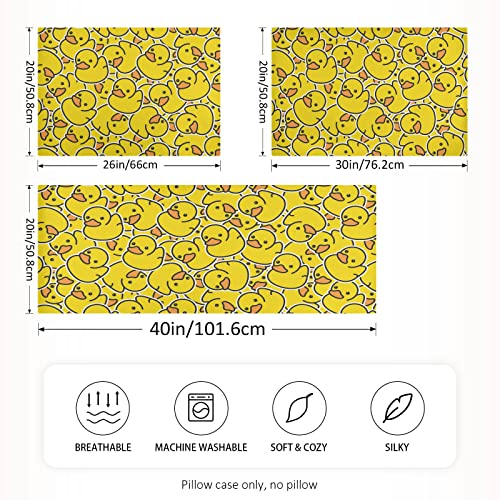 Rubber Duck Pillow Covers Silk Pillowcase for Hair and Skin Breathable & Silky Soft Satin Pillowcase Standard Size Pillow Case for Bed Bedroom Women Boys Girls (20x30 Inch)