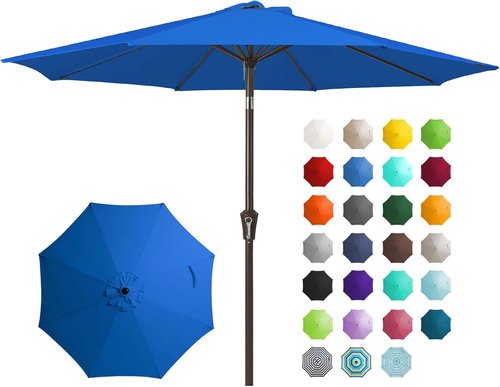JEAREY 9FT Outdoor Patio Umbrella - UV Protection & Waterproof with Push Button Tilt | Royal Blue