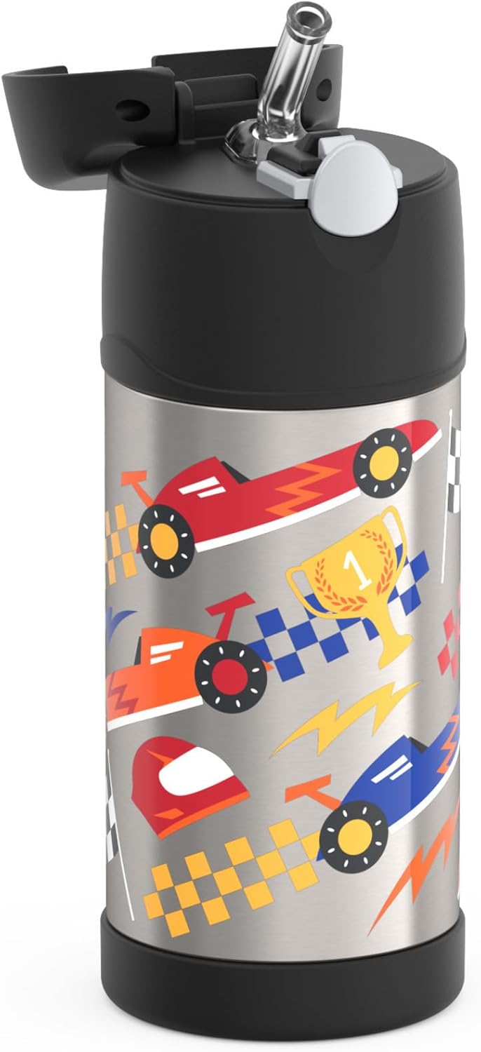 THERMOS FUNTAINER Water Bottle - 12 Ounce Stainless Steel, Vacuum Insulated with Straw for Kids