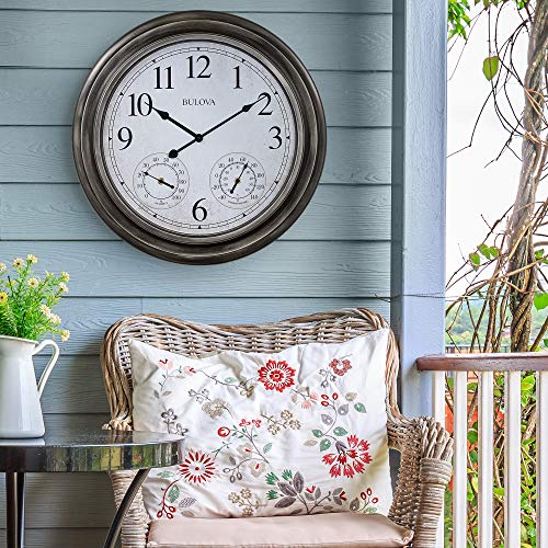 Bulova C4125 Block Island Wall Clock, Aged Silver-Tone