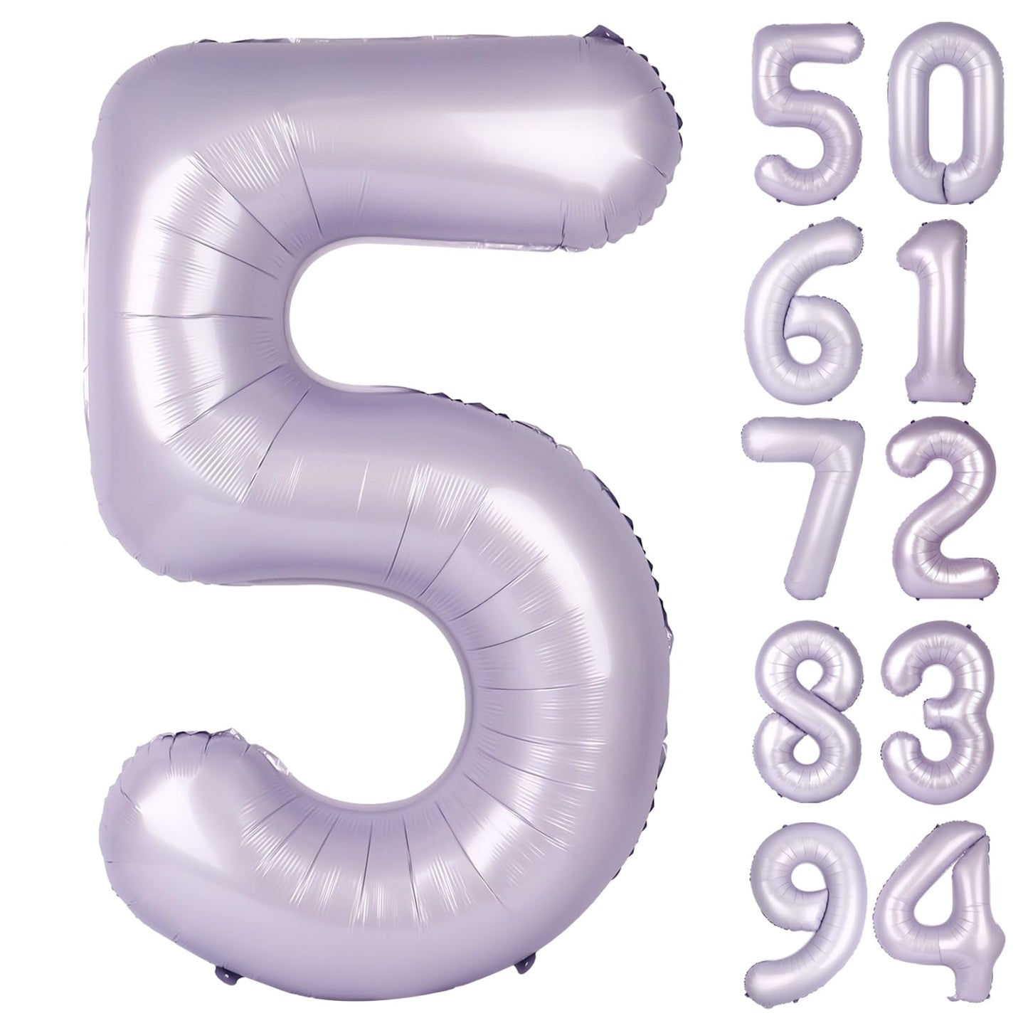 Lilac 5 Balloon, Number Balloons 40 Inch, 5th Birthday Balloon Decorations, Lavender Party Supplies, 5 Number Balloons, Number 5 Balloon