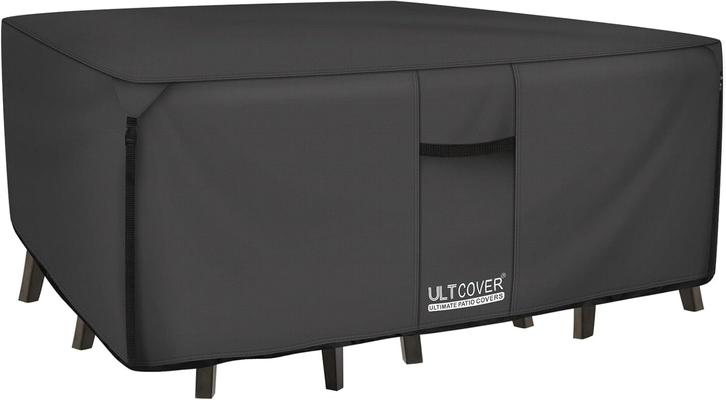 ULTCOVER Heavy Duty Rectangular Patio Table & Chair Cover - Waterproof 88" L x 62" W x 28" H, Black