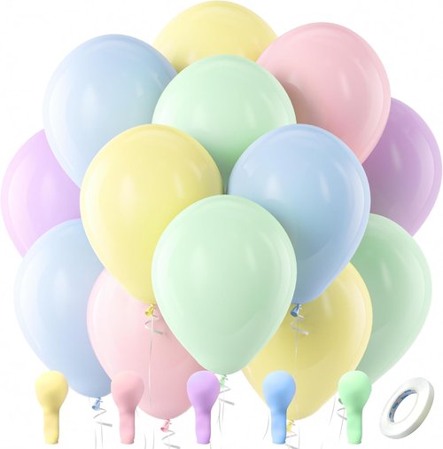Bezente Pastel Latex Balloons - 100 Pack 12-Inch Round Multicolor Macaron Balloons for Celebrations