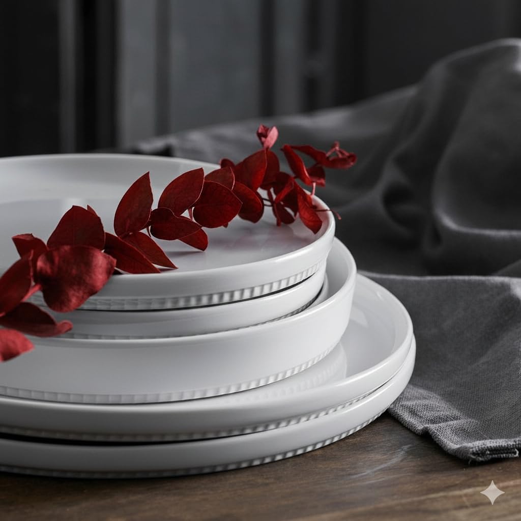 Pillivuyt France Toulouse, Deep White Porcelain Serving Plate, 8.5 Inches (231723BL)