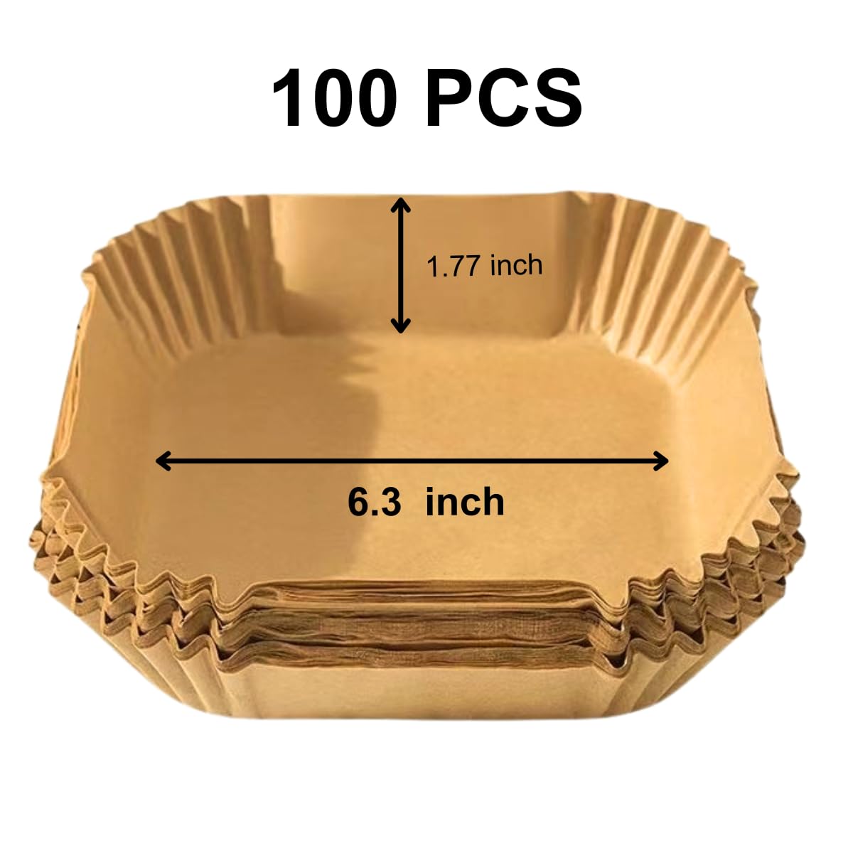 Air Fryer Paper Liners,100PCS Natural Parchment Paper for Air Fryer,Oil-proof Water-proof, Food Grade Parchment for AirFryer, Steamer, Microwave Etc (square 6.3 inch)