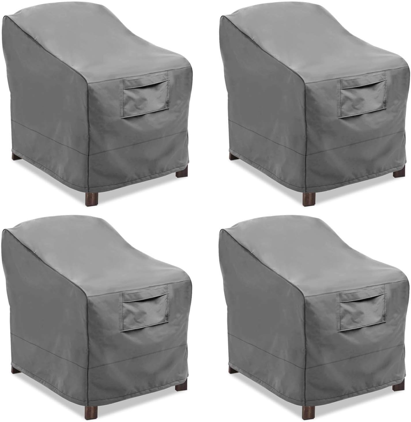 Vailge Patio Chair Covers - Heavy Duty Waterproof Lounge Deep Seat Protection | Small, Grey (4 Pack)